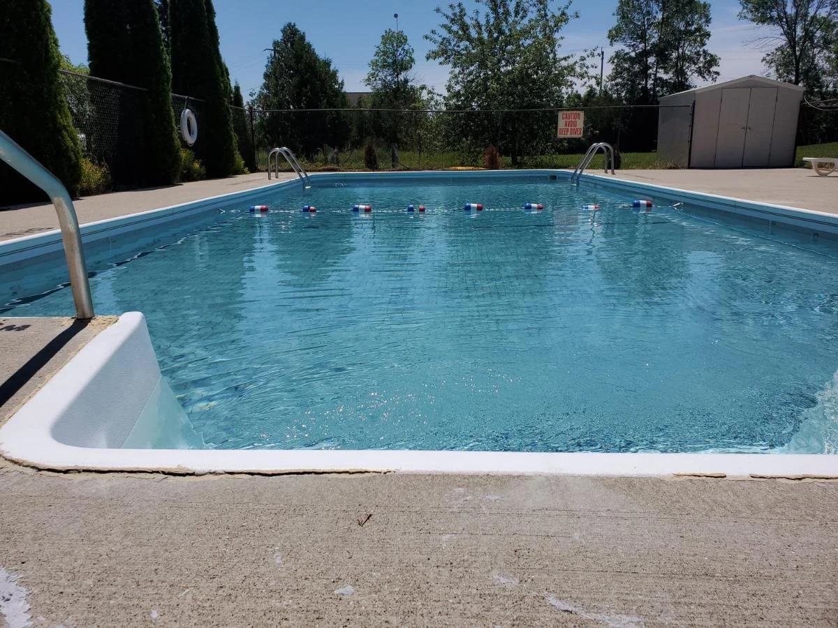 Seasonal pool and patio at Wiarton Willys Inn